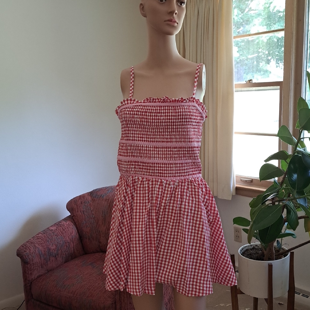 FLASH SALE Eesome Red and White Gingham Dress L